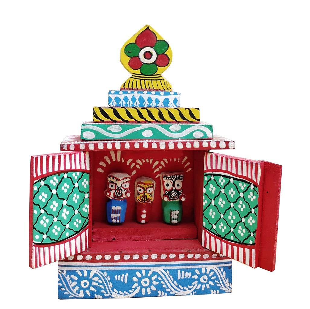 Neal Exclusive Wooden Jagannath Temple a Product of odisha Handicraft for Puja Home Decor and Gift-Stumbit Krishna
